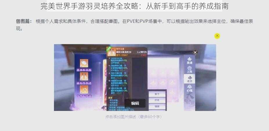 完美世界手游羽灵培养全攻略：从新手到高手的养成指南