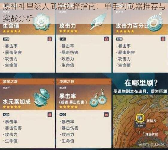 原神神里绫人武器选择指南：单手剑武器推荐与实战分析