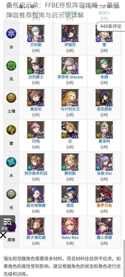 勇气启示录：FFBE终极阵容攻略——最强阵容推荐指南与启示录详解