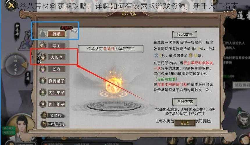 鬼谷八荒材料获取攻略：详解如何有效索取游戏资源，新手入门指南