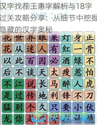 汉字找茬王惠字解析与18字过关攻略分享：从细节中挖掘隐藏的汉字奥秘