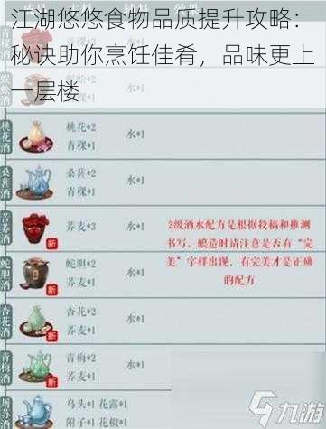 江湖悠悠食物品质提升攻略：秘诀助你烹饪佳肴，品味更上一层楼