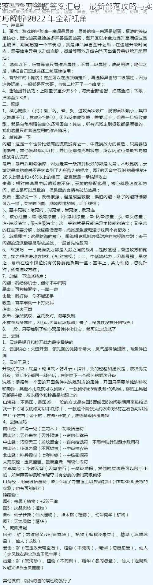 部落与弯刀答题答案汇总：最新部落攻略与实用技巧解析 2022 年全新视角