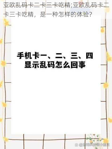 亚欧乱码卡二卡三卡吃精;亚欧乱码卡二卡三卡吃精，是一种怎样的体验？