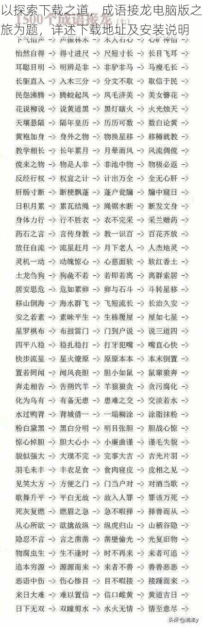 以探索下载之道，成语接龙电脑版之旅为题，详述下载地址及安装说明