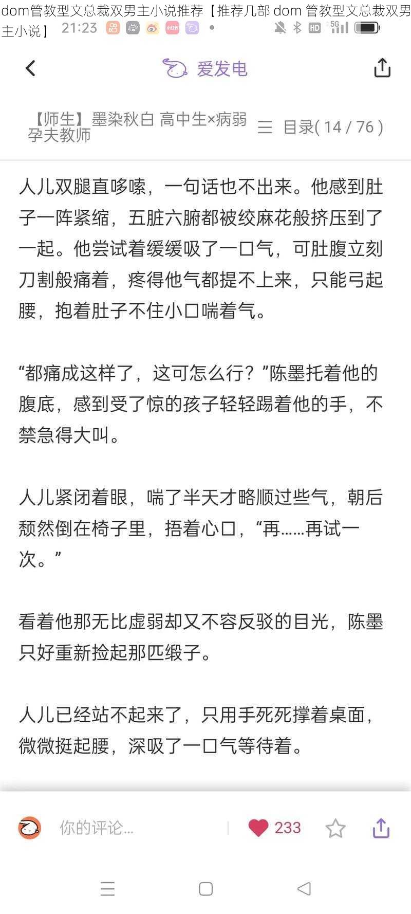 dom管教型文总裁双男主小说推荐【推荐几部 dom 管教型文总裁双男主小说】