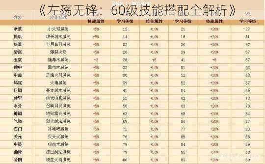 《左殇无锋：60级技能搭配全解析》