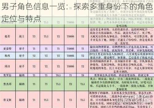 男子角色信息一览：探索多重身份下的角色定位与特点