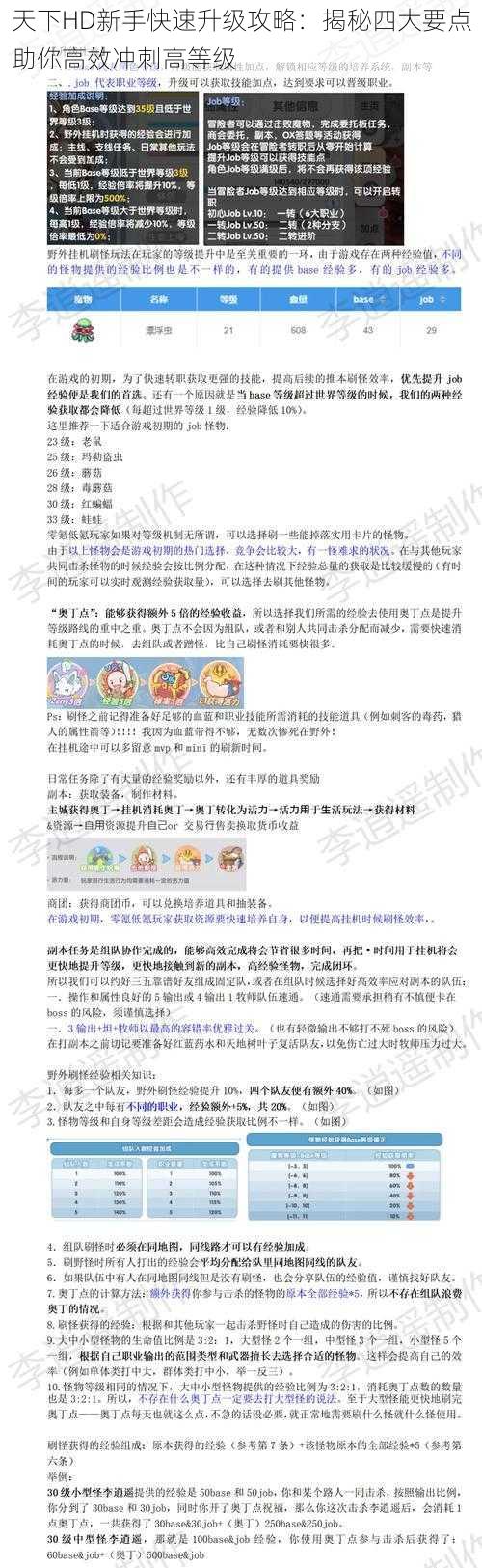 天下HD新手快速升级攻略：揭秘四大要点助你高效冲刺高等级