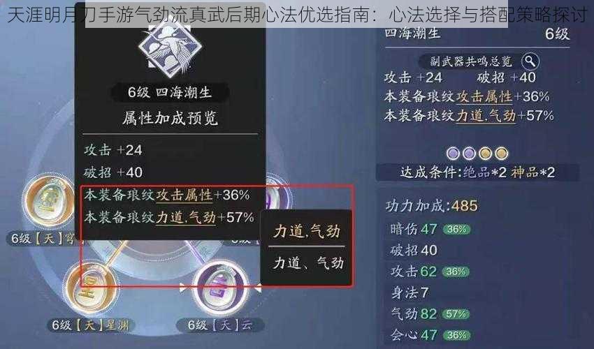 天涯明月刀手游气劲流真武后期心法优选指南：心法选择与搭配策略探讨