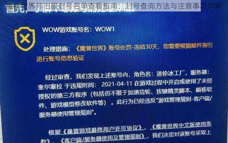 魔兽世界怀旧服封号名单查看指南：封号查询方法与注意事项详解