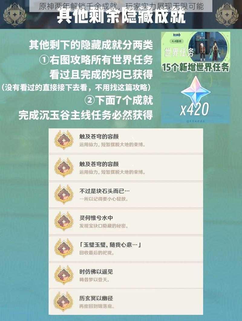 原神两年解锁千余成就，玩家实力展现无限可能