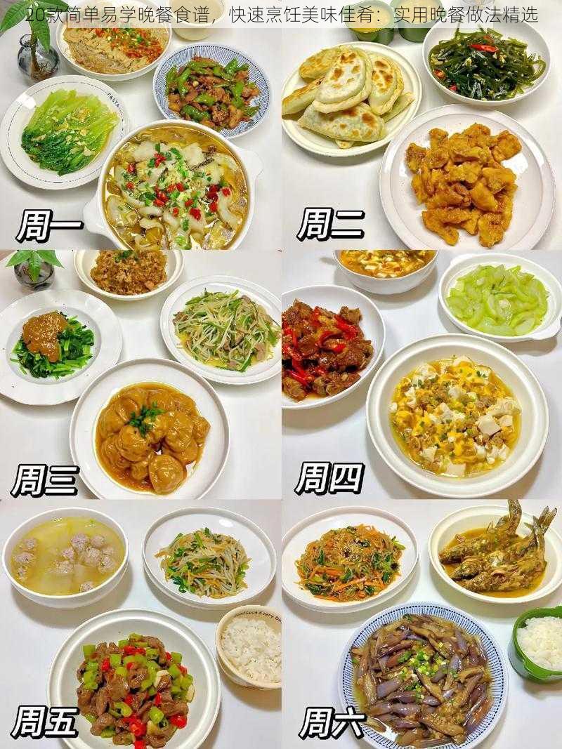 20款简单易学晚餐食谱，快速烹饪美味佳肴：实用晚餐做法精选