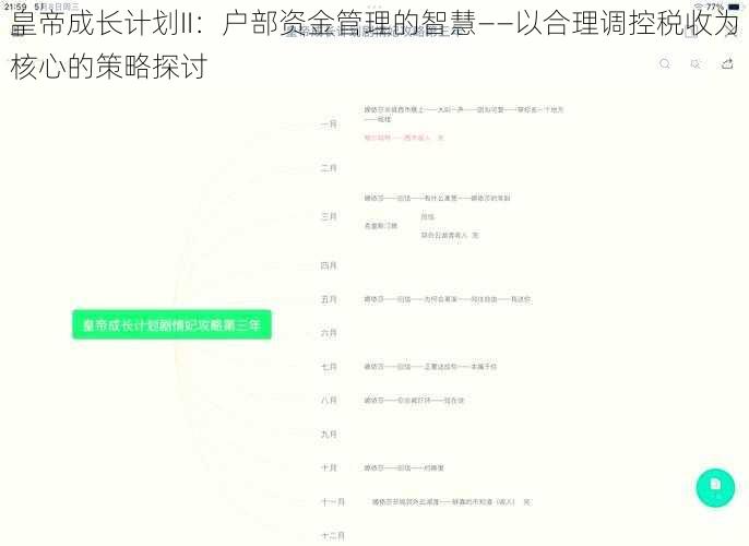 皇帝成长计划II：户部资金管理的智慧——以合理调控税收为核心的策略探讨