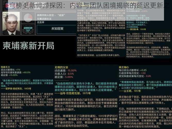 苍穹榜更新停滞探因：内容与团队困境揭晓的延迟更新之谜